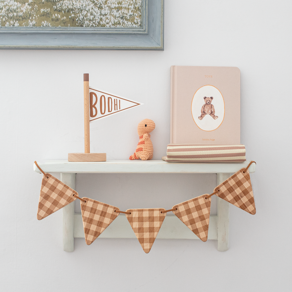 Mini Wooden Gingham Bunting